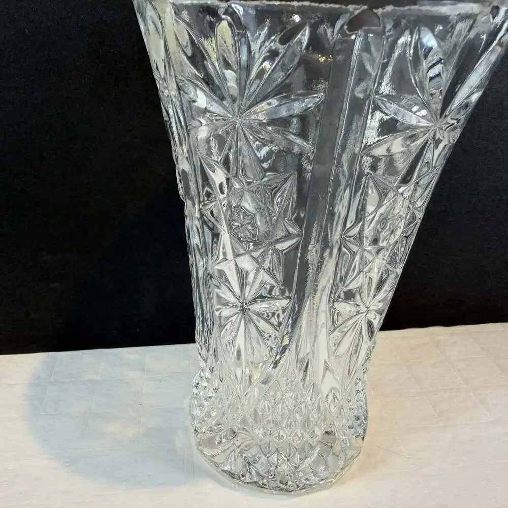 Bohemian Czech crystal hand cut vase Approx 7.5” Height
